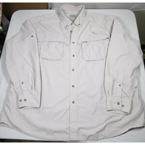LL Bean Tropicwear Shirt Mens 2XL Beige Button Down Fishing Outdoor READ